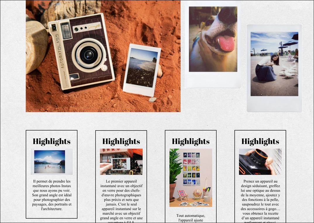 page appareil lomography